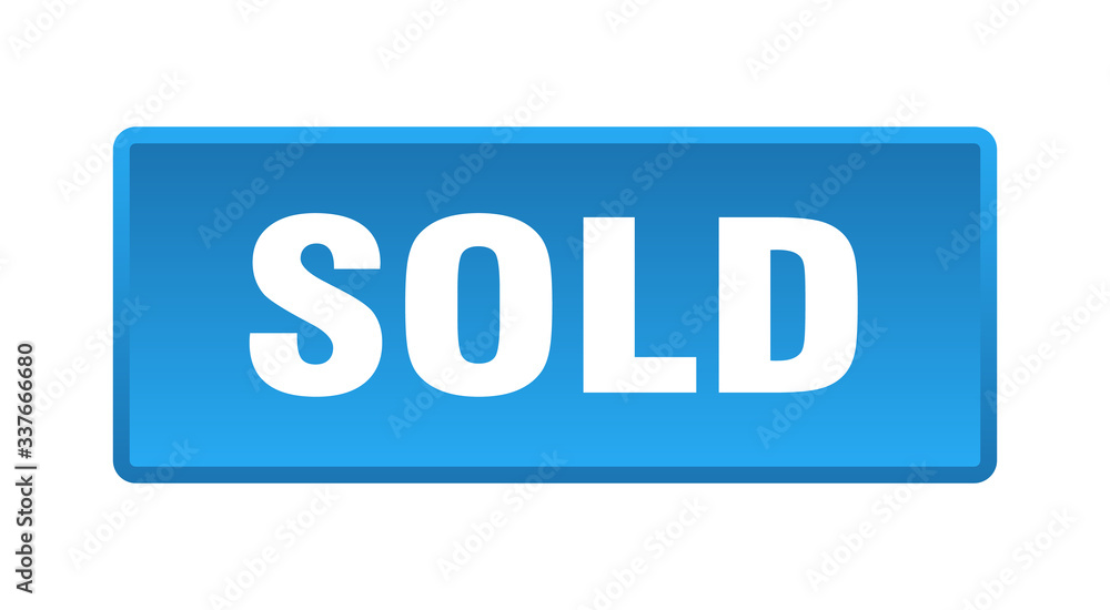 sold button. sold square blue push button sold button. sold square blue push button
