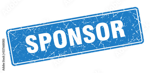 sponsor stamp. sponsor vintage blue label. Sign