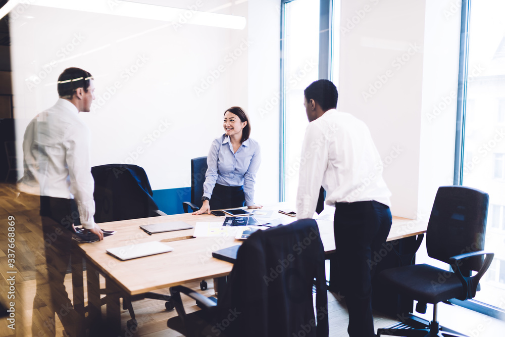 Diverse business team having meeting in office