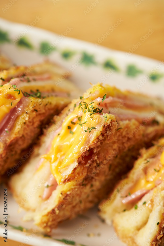 Ham and cheese deep fried sandwich 