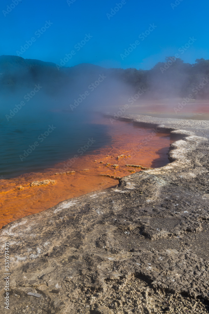 Hot springs Champagne pool in New Zealand	