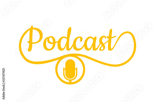 Podcast. Badge, icon, stamp, logo. Vector stock illustration.