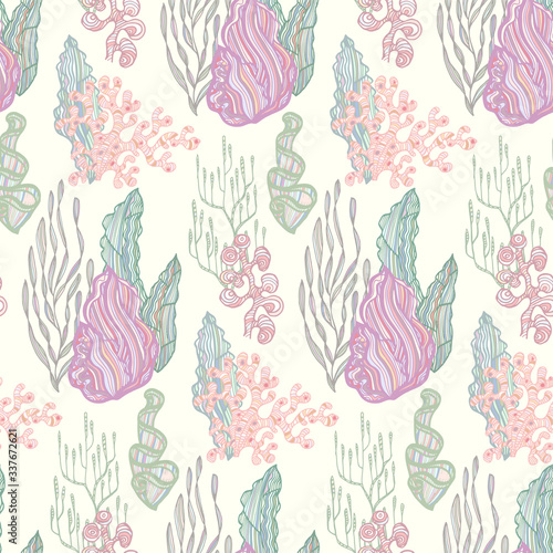 Coral and Algae vector graphic colorful pattern