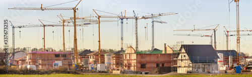 many new built houses in construction