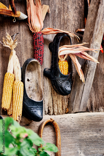 Wallpaper Mural Asturian madreñas traditional shoes with organic corn Torontodigital.ca