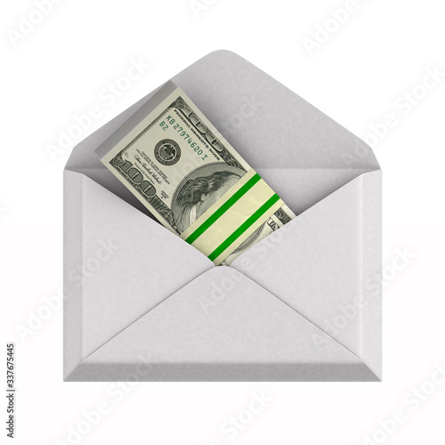 envelope with money on whit...