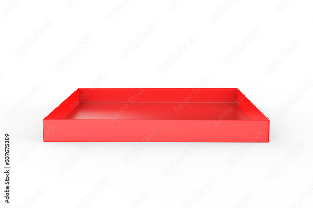 Blank super market product display cardboard tray for branding, 3d render illustration. Blank super market product display cardboard tray for branding, 3d render illustration.