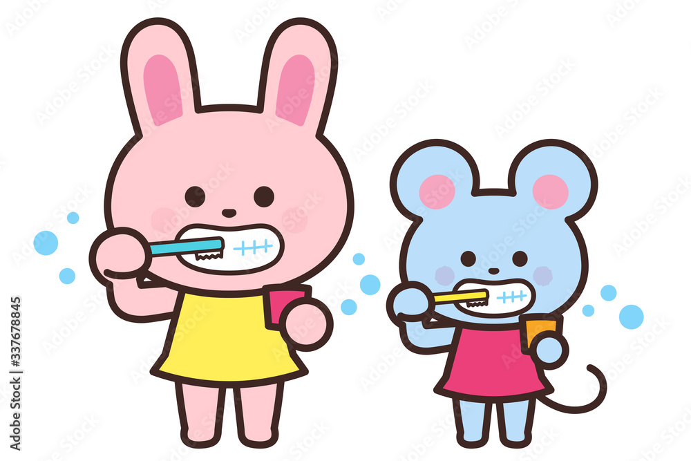 Rabbits and rats brushing their teeth Rabbits and rats brushing their teeth