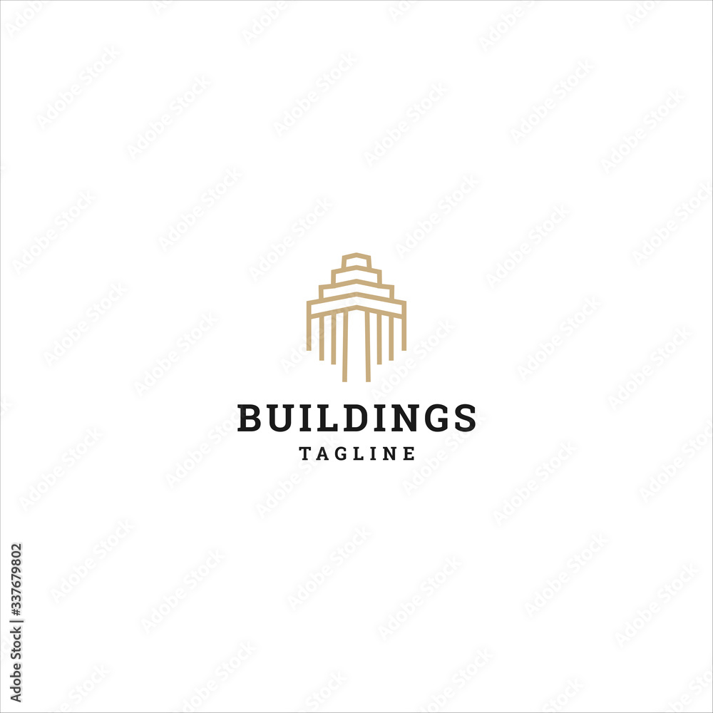 Vector logo design template in trendy linear style - interior design concept - buildings and home decoration items