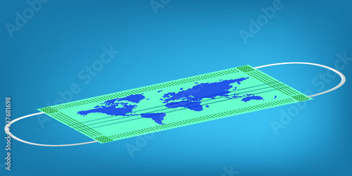 Safety breathing masks, medical mask with world map
