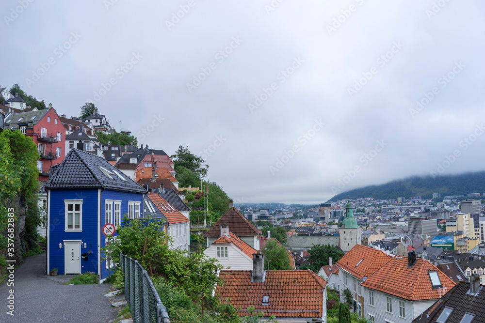 View of street and authentic houses of Bergen. View of street and authentic houses of Bergen.
