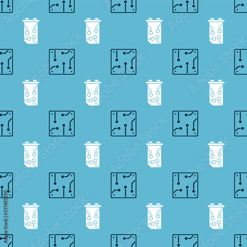 Set Processor and Video graphic card on seamless pattern. Vector