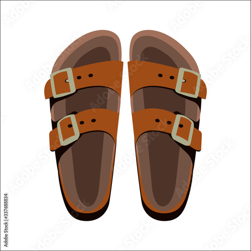 Traveler beach brown sandals isolated on white