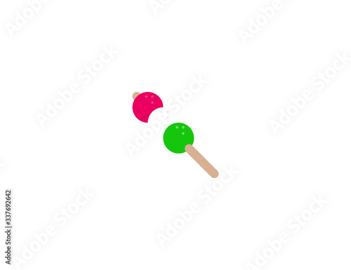 Dango balls vector flat icon. Isolated Japanese dango dessert food emoji illustration 