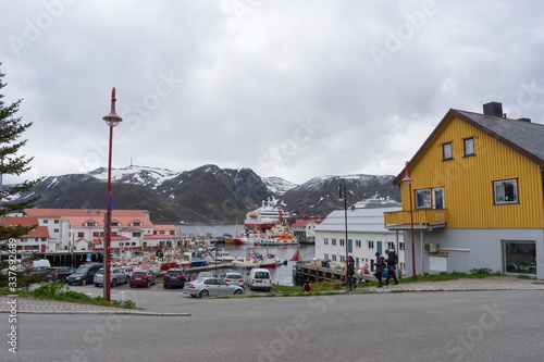 Port of Honningsvag in Finnmark Norway: base for the cruise ships and tourist as starting point for their trip to the North Cape the most northerly point of Europe. © Valmond