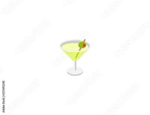 Cocktail glass vector flat icon. Isolated alcohol drink, tequila glass, cocktail emoji illustration 