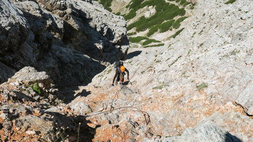 Passage via ferrata with a large exposure and an amazing view of the mountain range