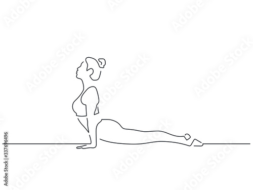 Woman practicing yoga isolated line drawing, vector illustration design. Sport collection.