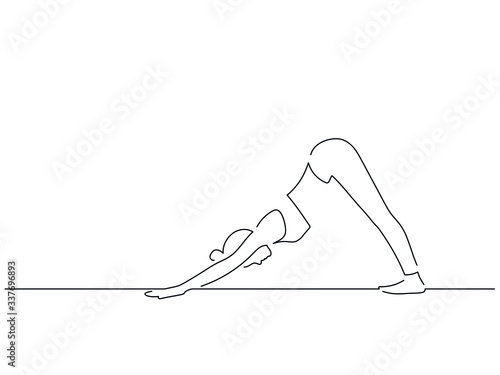 Woman practicing yoga isolated line drawing, vector illustration design. Sport collection.