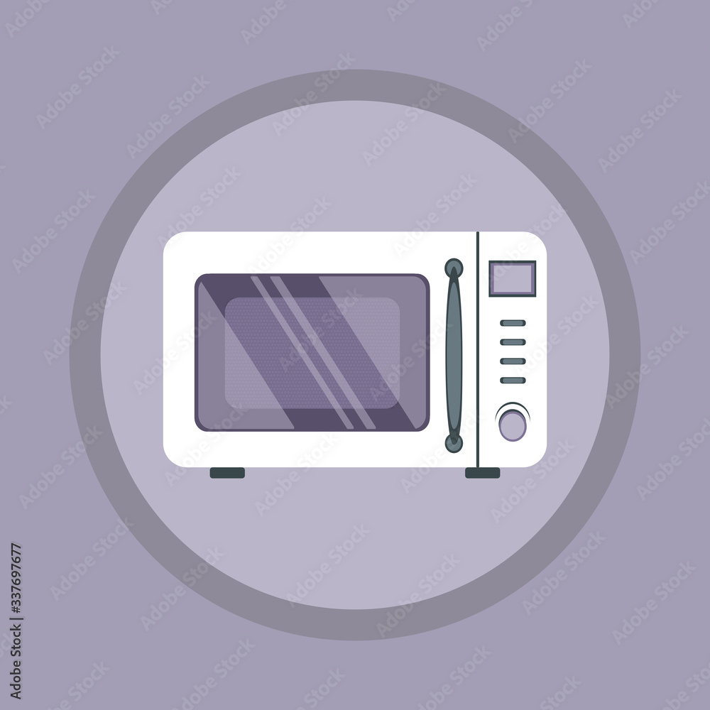 Microwave icon in violet circle with violet background. Flat illustration of steel microwave vector icon for web design and ets. Microwave icon in violet circle with violet background. Flat illustration of steel microwave vector icon for web design and ets.