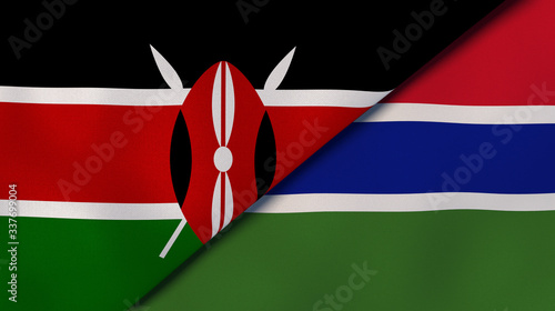 The flags of Kenya and Gambia. News, reportage, business background. 3d illustration photo