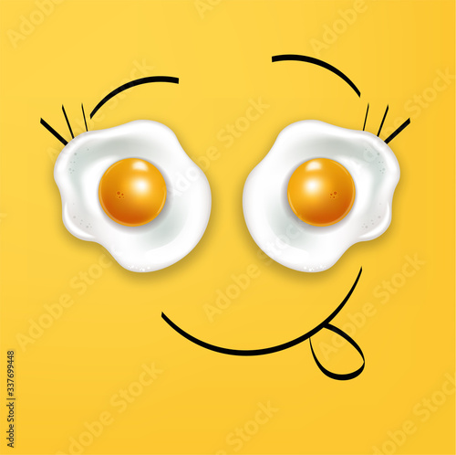 Egg vector realistic yellow background smyle