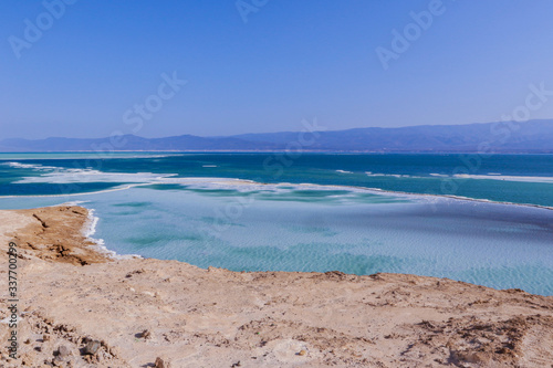 Amazing View to the Salty Surface of the Lake Assal, Djibouti