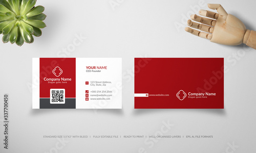 Modern Black maroon Business Card Design Template