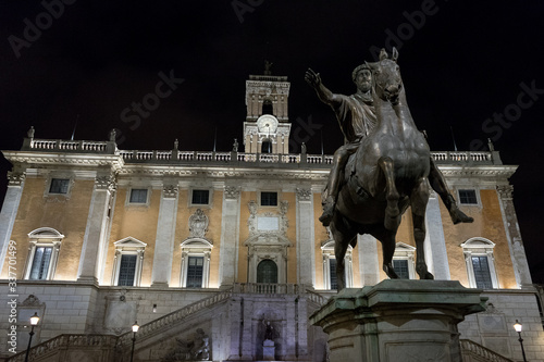 Rome, Campidoglio square with statue of Marco Aurelio