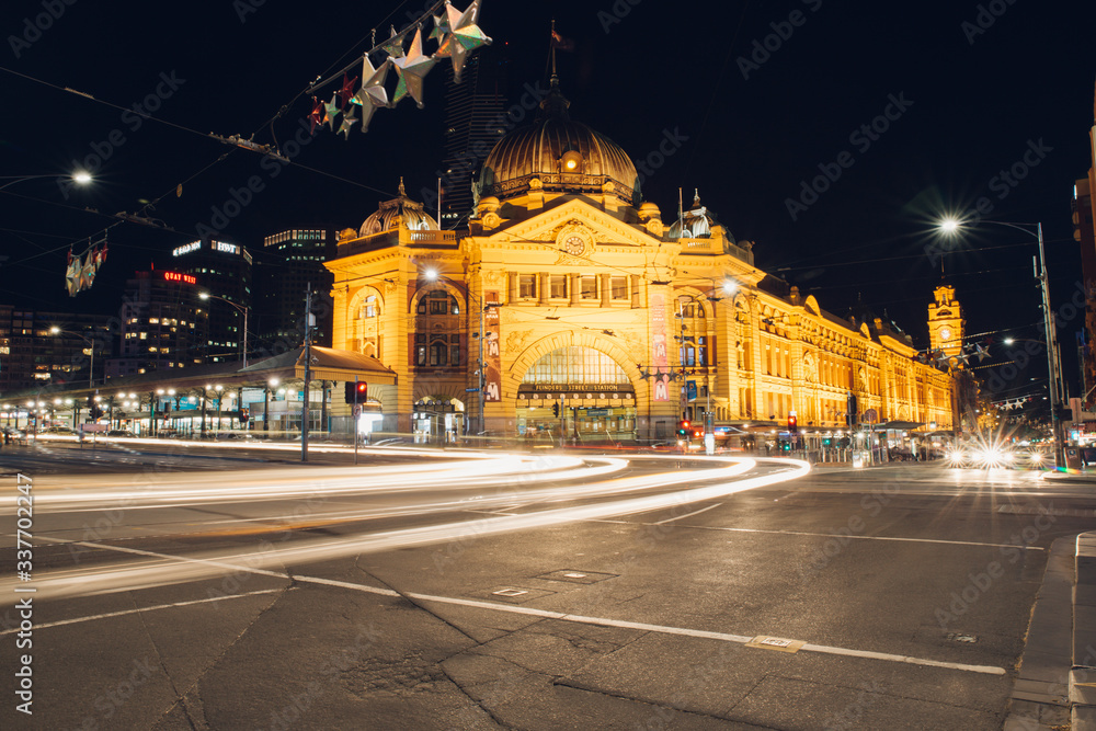 Flinders street station Melbourne at night