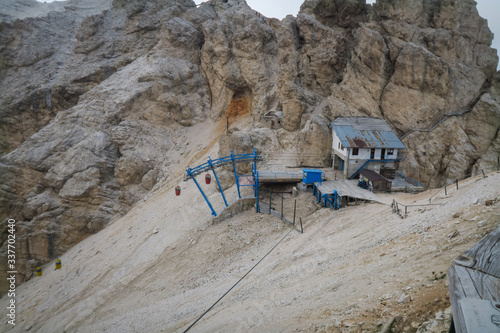 Gondola lift to Forcella Staunies, Monte Cristallo group, Dolomites, Italy