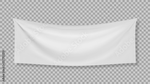 White textile banner with folds