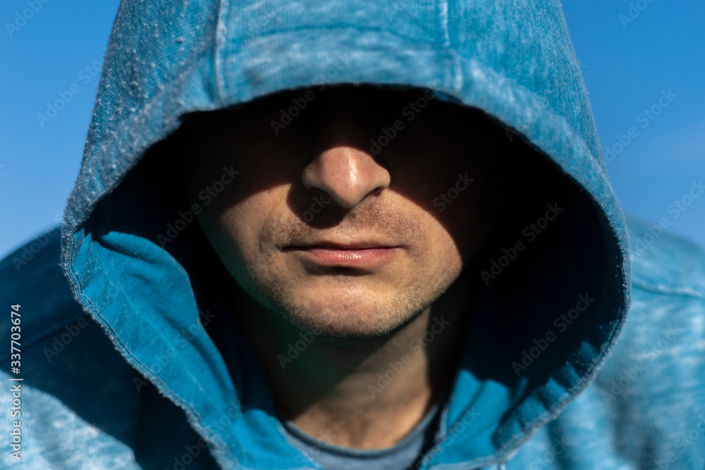 Guy in blue hoodie hotsell