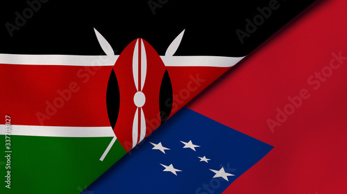 The flags of Kenya and Samoa. News, reportage, business background. 3d illustration photo