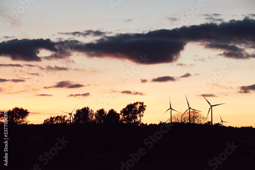 view of distant wind turbines