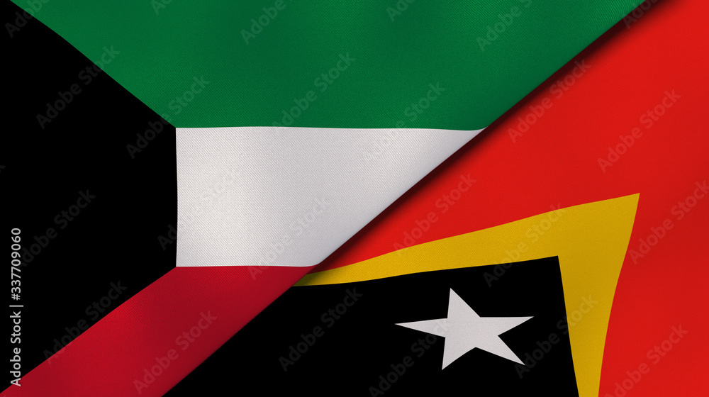 The flags of Kuwait and East Timor. News, reportage, business background. 3d illustration The flags of Kuwait and East Timor. News, reportage, business background. 3d illustration