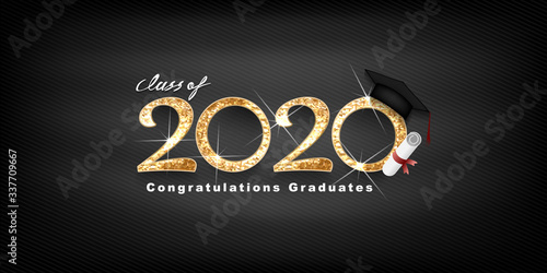 Class of 2020 Vector text for graduation gold design, congratulation event, T-shirt, party, high school or college graduate. Lettering for greeting, invitation card
