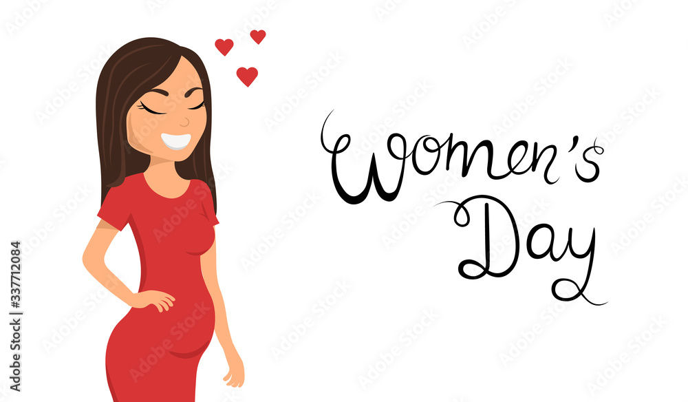 Hello spring, happy mother's day, pregnant woman vector illustration Hello spring, happy mother's day, pregnant woman vector illustration