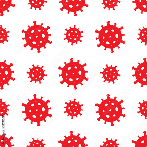 Coronavirus Bacteria Cell Covid-19 Seamless Red Pattern