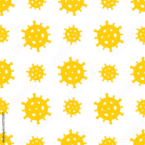 Coronavirus Bacteria Cell Covid-19 Seamless Yellow Pattern