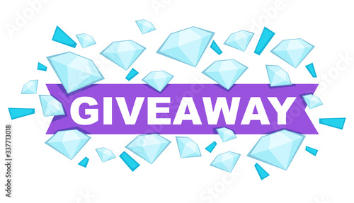 Giveaway banner for social media advertising with diamonds