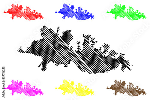 Bursa City (Republic of Turkey, Anatolia, Marmara) map vector illustration, scribble sketch City of Bursa map