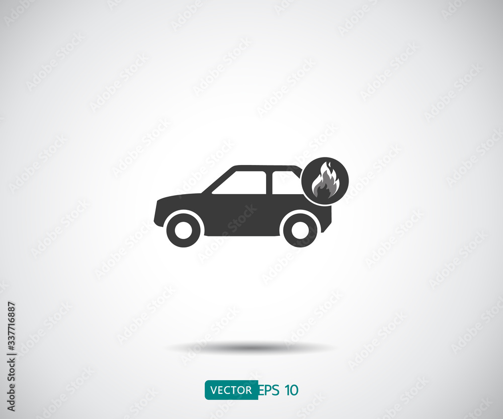 car fired Vehicle insurance Icon. Flat pictograph Icon design, Vector illustration