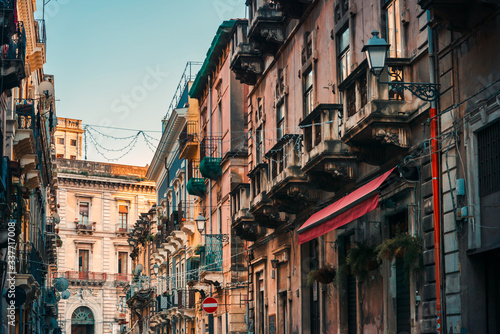 Street view of downtown in Catania, Italy © ilolab