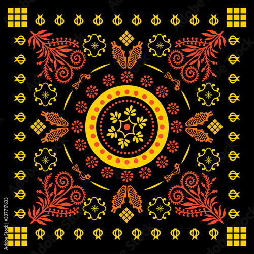 Georgian traditional ornaments. Vector Ornament With Caucasian Motifs. Persian colored carpet.Vector, Illustration.  Rich ornament for fabric design, handmade, interior decoration