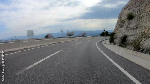 Sakar Pass, Mugla, Turkey - March 2020: Car driving view of Sakar Pass in Mugla, Turkey photo