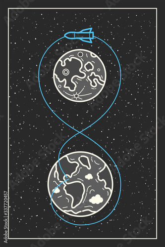 Infographics tourism on the Moon. Vector illustration