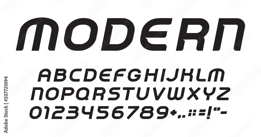 Modern letters, numbers and punctuations symbols set. Modern style ...