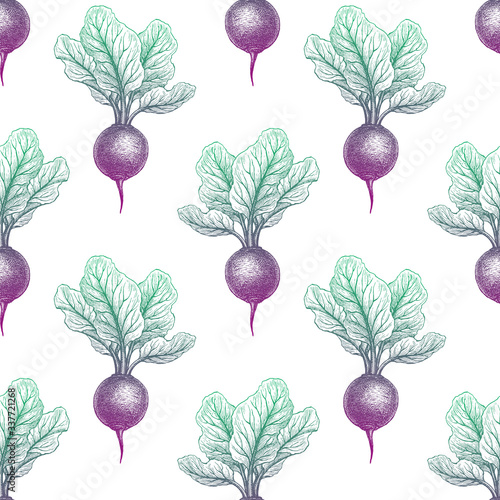 Seamless pattern with beetroot.