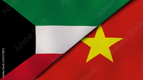 The flags of Kuwait and Vietnam. News, reportage, business background. 3d illustration photo